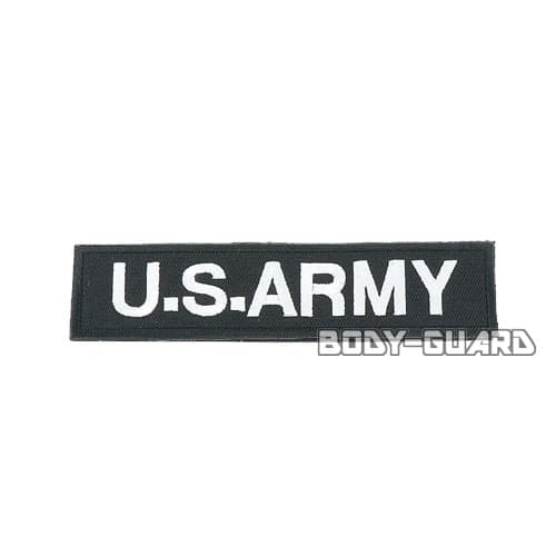 U.S. ARMY　角ワッペン　13.5×3　ブラック(白字)【ゆうパケット送料無料】