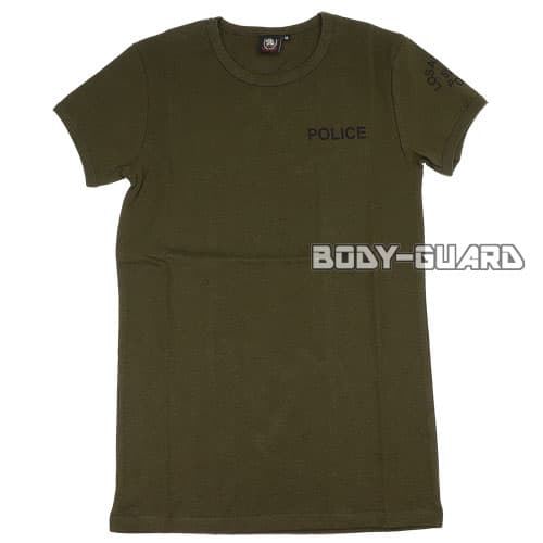 POLICE　半袖Tシャツ　タイプ3　バックプリントあり　カーキ　M【ゆうパケット送料無料】