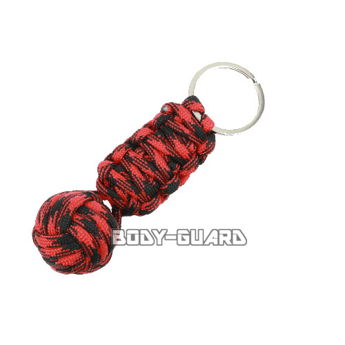 猿玉 パラコード風 キーリング付き 赤黒