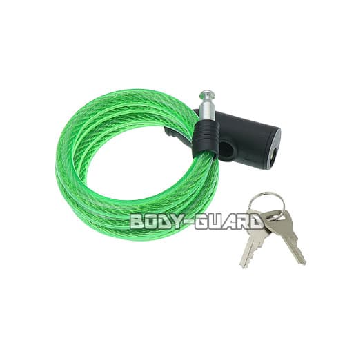 カラーワイヤーロック　80　カギ式　グリーン