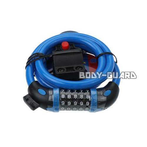 盗難防止　ワイヤーロック　ダイヤル式　5桁　ブルー