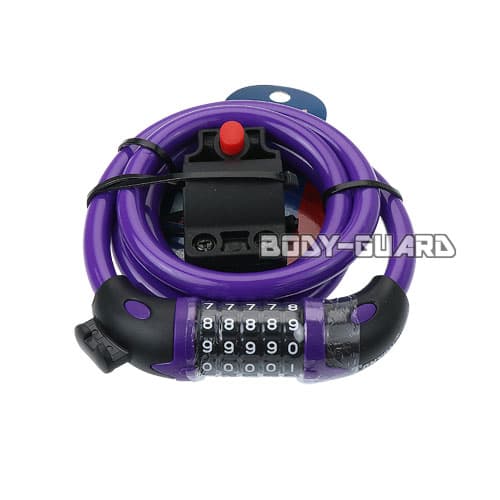 盗難防止　ワイヤーロック　ダイヤル式　5桁　パープル