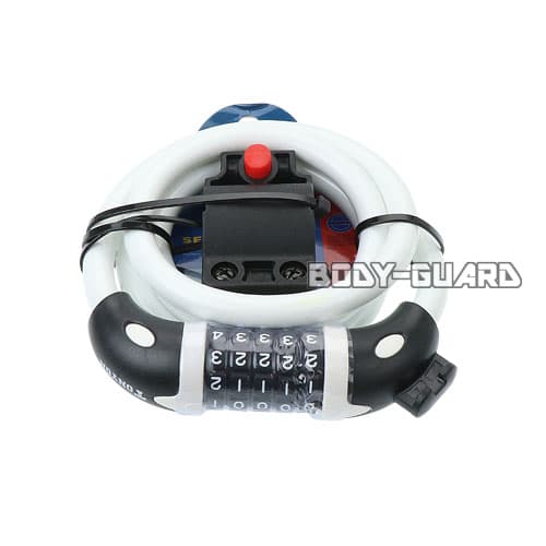 盗難防止　ワイヤーロック　ダイヤル式　5桁　ホワイト