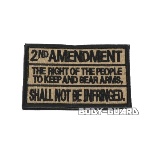2nd AMENDMENT　角ワッペン　ベージュ【ゆうパケット送料無料】
