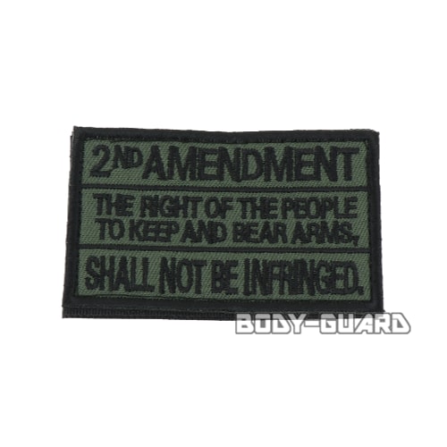 2nd AMENDMENT　角ワッペン　カーキ【ゆうパケット送料無料】