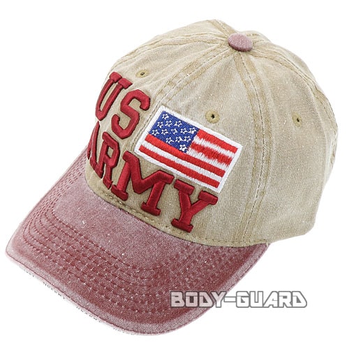 USARMY　国旗付き　キャップ　レッド×ベージュ