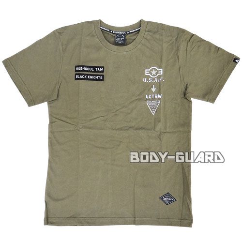 半袖Tシャツ　RUSHSOUL　カーキ　XL【ゆうパケット送料無料】