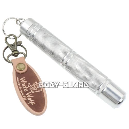 超軽量 7075アルミ特殊警棒 ホワイトウルフキーチェーン付き シルバー