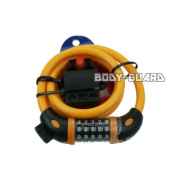 盗難防止　ワイヤーロック　ダイヤル式　5桁　オレンジ