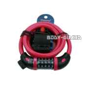 盗難防止　ワイヤーロック　ダイヤル式　5桁　ピンク