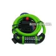 盗難防止　ワイヤーロック　ダイヤル式　5桁　グリーン