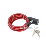 カラーワイヤーロック　80　カギ式　レッド