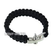 パラコードブレスレット　ブラック　金属フック【ゆうパケット送料無料】