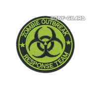 円形ワッペン　「ZOMBIE　OUTBREAK」　カーキ【ゆうパケット送料無料】
