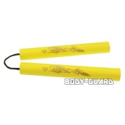 カラースポンジヌンチャク　龍柄　イエロー　紐タイプ