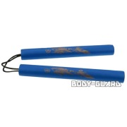 カラースポンジヌンチャク　龍柄　ブルー　紐タイプ