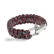 パラコードブレスレット　金属フック　レッド×グレー【ゆうパケット送料無料】