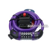 盗難防止　ワイヤーロック　ダイヤル式　5桁　パープル