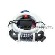 盗難防止　ワイヤーロック　ダイヤル式　5桁　ホワイト