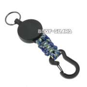 パラコード　カラビナリールキーホルダー　ブルー迷彩