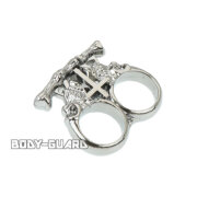 Wフィンガー　ナックル　十字架ドクロ　シルバー【ゆうパケット送料無料】