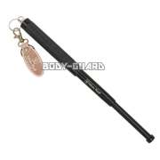 小型　スチール特殊警棒　ホワイトウルフロゴ　キーチェーン付き　ブラック