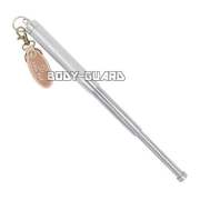 小型　スチール特殊警棒　ホワイトウルフロゴ　キーチェーン付き　シルバー