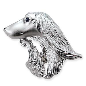 アフガンハウンドのお顔を立体的なシルバーリングに致しました。