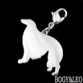 犬のシルバーシルエットチャーム　ボルゾイ