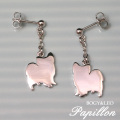 パピヨン犬のシルバーピアス