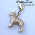ボストンテリアのシルバーリアルチャーム