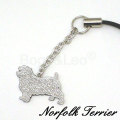 シルバー携帯ストラップノーフォークテリア