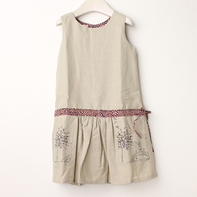 【セール90%OFF】POPPY（ポピー） ジャンバスカート　Emily  リネンＸパープル 3才-4才