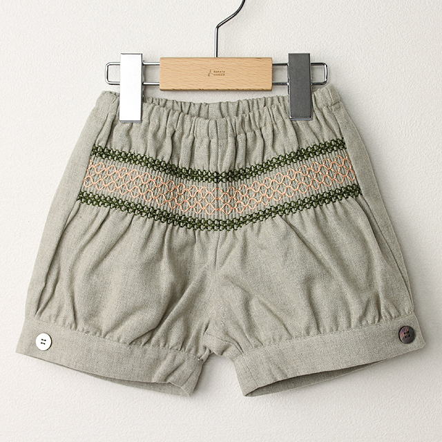 ★2025X'mas SALE!!★【セール80%OFF】Love&peace&Money(ラブ＆ピース＆マネー） ショートパンツ　刺繍 グレージュ 100cm