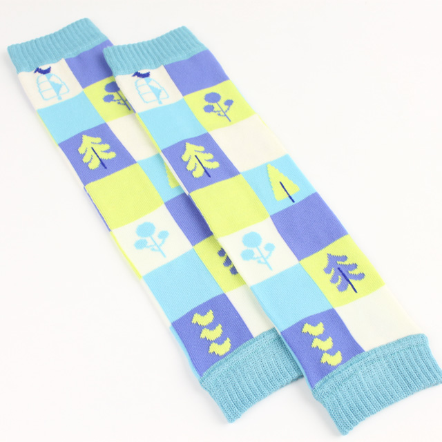 ★2025X'mas SALE!!★【セール70%OFF】Love&Peace&Money(ラブ＆ピース＆マネー） 切替ブロック柄レッグウォーマー ブルー Free     【おまかせ配送で送料お得】