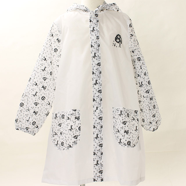 【セール80%OFF】After the rain(アフターザレイン）  レインコート　Toy's  白×チャコール Ｓ（80cm-90cm） Ｍ（90cm-100cm）