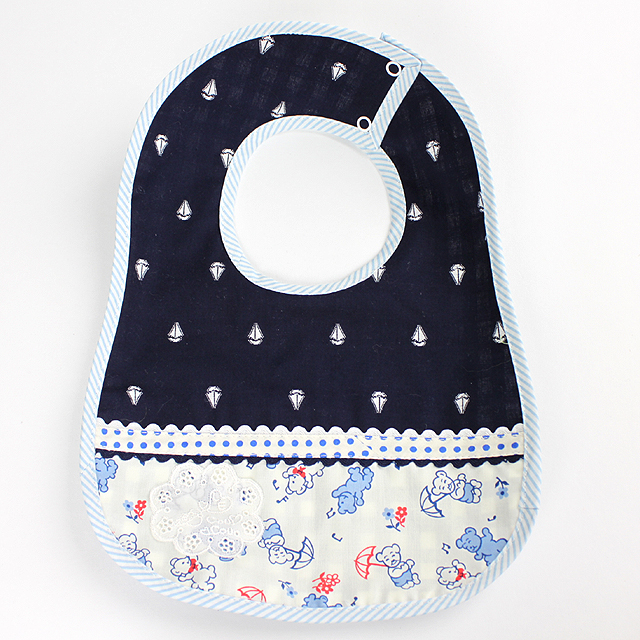 【セール80%OFF】Le Cou Cou（ル・クク） スタイ　スナップタイプ ネイビーヨットＸくま  【おまかせ配送で送料お得】