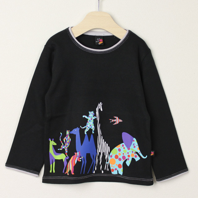 【セール50%OFF】Rose pour les garcons(ローズポーレギャルソン) 長袖Ｔシャツ 動物園　Carnival ブラック 18M      ｜ローズポーレギャルソン rosepourlesgarcons ベビー服 子供服 秋冬 トップス 長袖