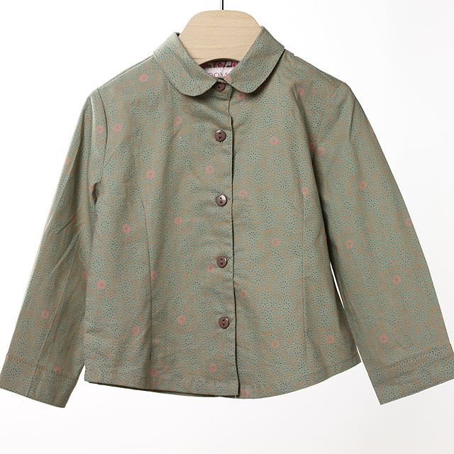 ★2025ClearanceSALE!!★【セール80%OFF】ROOM SEVEN  Basha blouse 4423　長袖ブラウス　花 カーキ 74cm 【おまかせ配送で送料お得】