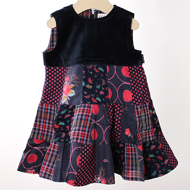 【セール50%OFF】ROOM SEVEN（ルームセブン） パッチワークジャンパースカート　Dance dress 4493　ネイビー 86cm ｜ルームセブン roomseven 子供服 秋冬 ジャンパースカート