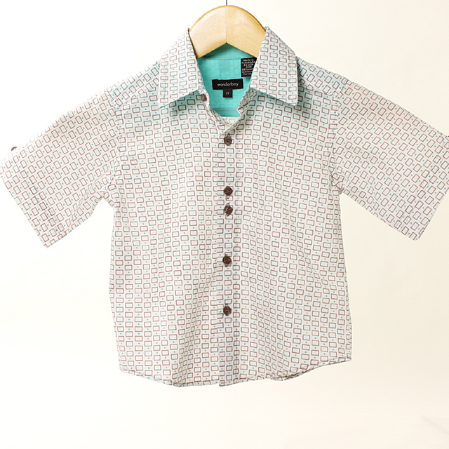 【セール80%OFF】wonderboy半袖シャツ(Wreck-tngls) 白Ｘ茶 3T【おまかせ配送で送料お得】