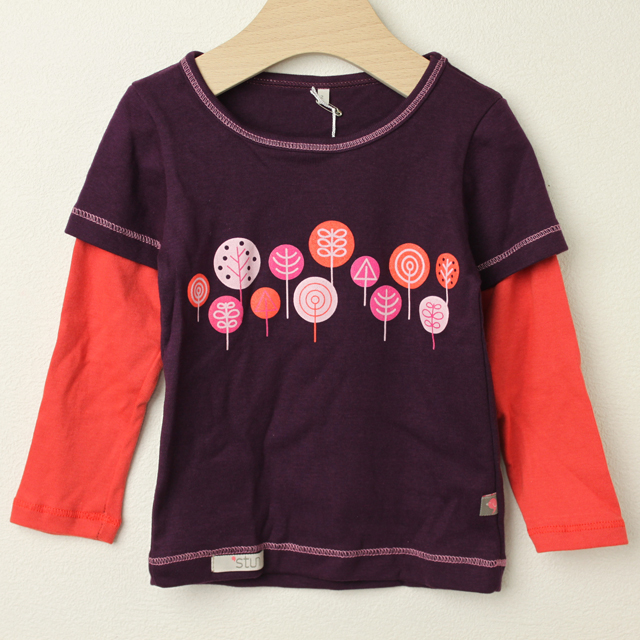 【セール80%OFF】stun(スタン) ツリー柄プリント長袖Tシャツ パープル 2才 3才 4才   【おまかせ配送で送料お得】
