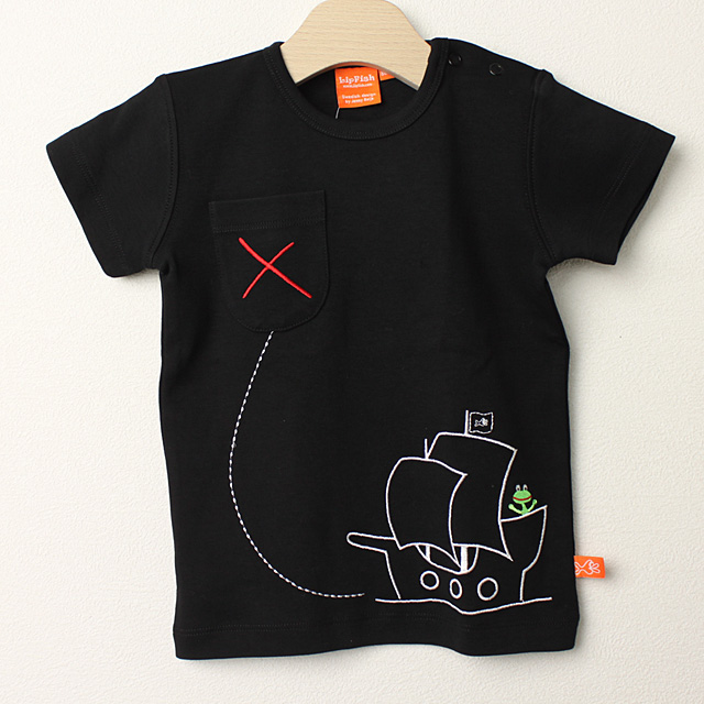 ★2025X'mas SALE!!★【セール80%OFF】LIPFISH (リップフィッシュ) 半袖ＴシャツPirate ship 海賊船ブラック 86cm-92cm 98cm    【おまかせ配送で送料お得】