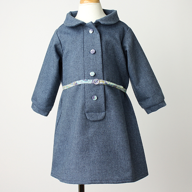 ★2025ClearanceSALE!!★【セール80%OFF】Je suis en CP!（ジュスイオンセーペー） Flap dress blue wool　ブルー 2才