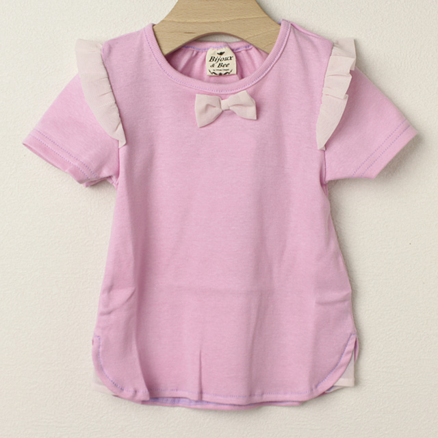 【セール80%OFF】bijoux&bee（ビジューアンドビー） 柔らかチュールフリルのカットソー パープル M(70cm-80cm) L(80cm-90cm)    【おまかせ配送で送料お得】