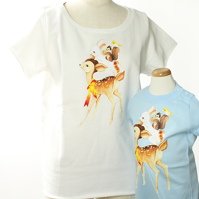 【セール80%OFF】ninita（ニニータ） バンビプリント　半袖トレーナー 白 大人用M