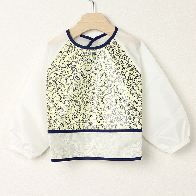 【セール70%OFF】ninita （ニニータ） アヒル柄長袖エプロン イエロー  【おまかせ配送で送料お得】