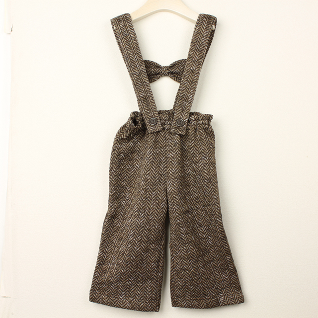 ☆SummerSale 2025☆【セール80%OFF】studio momo（スタジオモモ） バックリボンオーバーオール ブラウン 120cm
