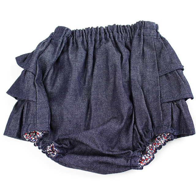 ☆SummerSale 2025☆【セール70%OFF】mimi poupons.(ミミプポン） フリルパンツ デニムインディゴ 70cm-90cm    【おまかせ配送で送料お得】◆