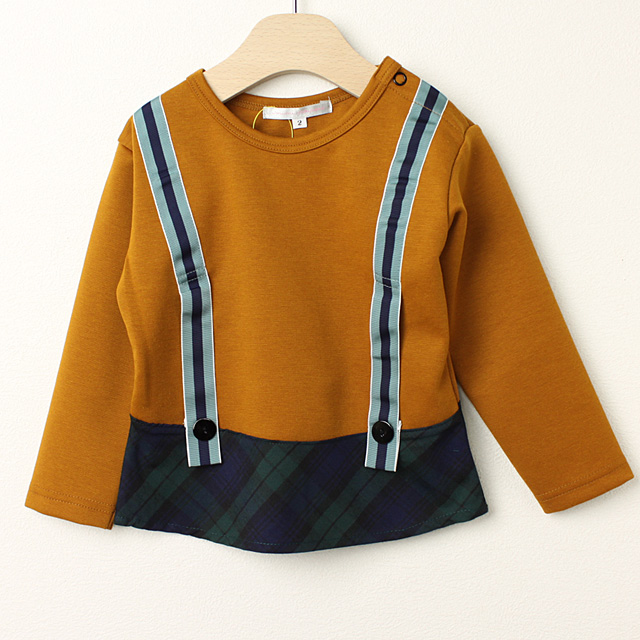 【セール80%OFF】mimi poupons.(ミミプポン） サスペンダーTシャツ きつね色（FOX） 2才 4才    【おまかせ配送で送料お得】